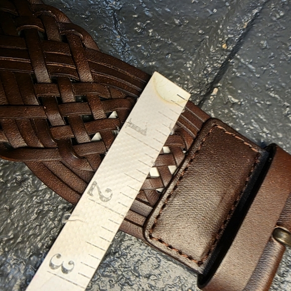Brown Braided Woven Boho Belt Size Medium Bonded Leather - Picture 6 of 8